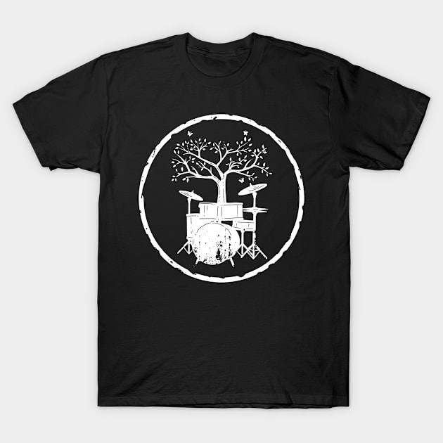 Cool Drummers Drumming Gift Product Drum Tree Drums Drummer Print T-Shirt by Linco